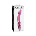 Icicles No. 57 Curved Textured 9 in. Dual-Ended Glass Dildo Pink