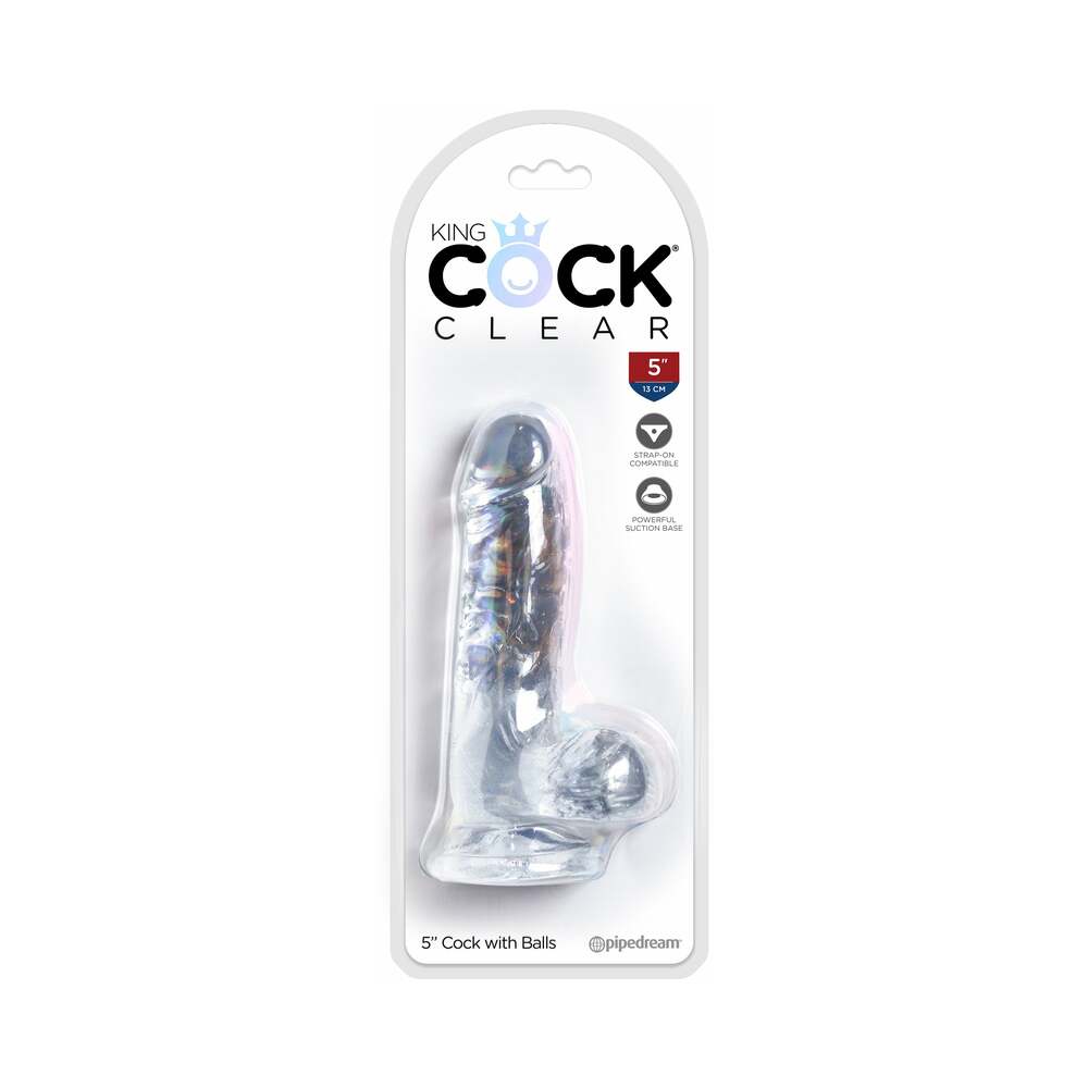 King Cock Clear 5 in. Cock With Balls Realistic Suction Cup Dildo