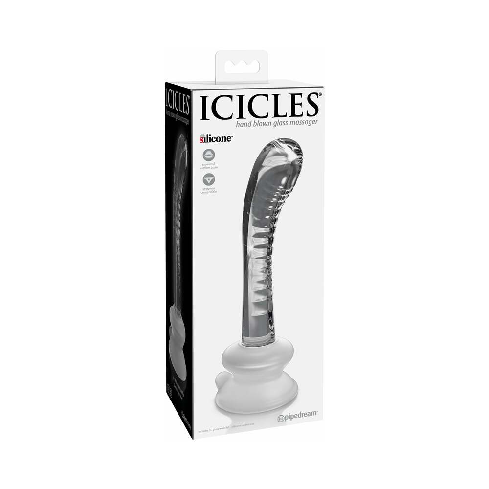Icicles No. 88 Curved Glass G-Spot Massager With Suction Cup Clear