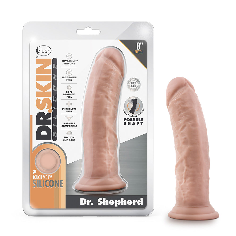 Dr. Skin Silicone Dr. Shepherd Realistic 8 in. Posable Dildo Beige