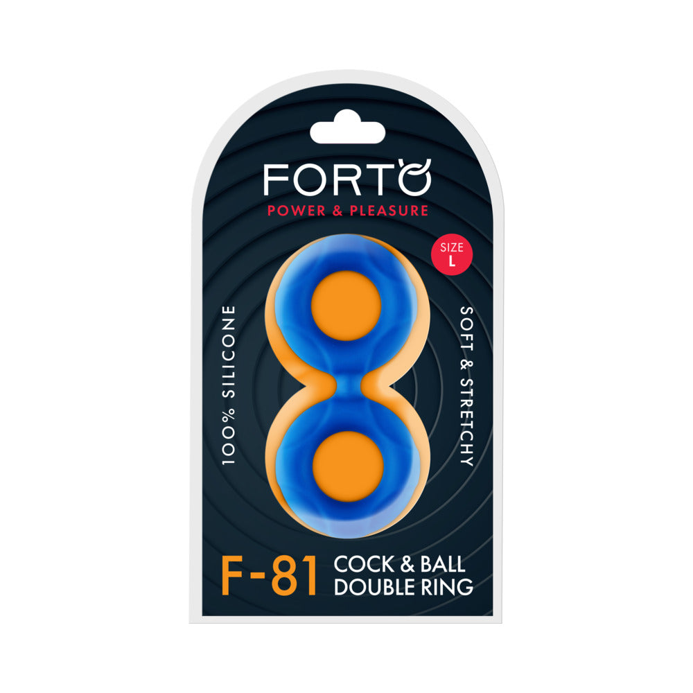 Forto F-81 Liquid Silicone Cock & Ball Double Ring Large Blue