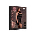 Le Desir Open Back Silk Dress with Criss Cross Details and Slit Black Queen Size